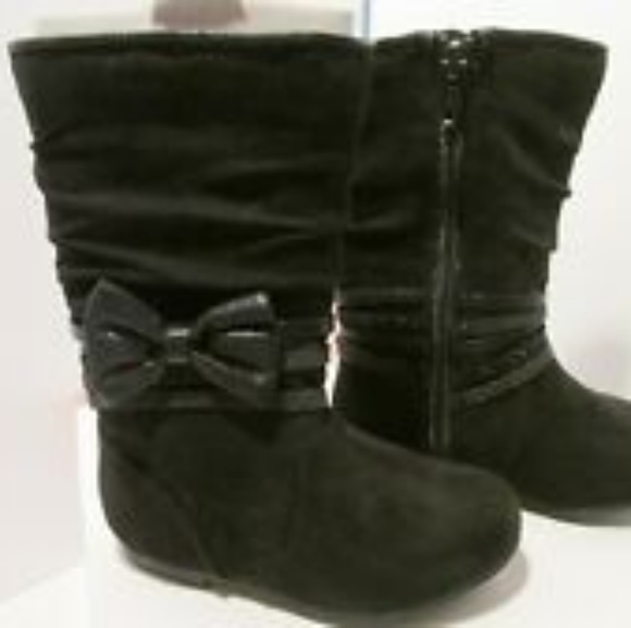 Jumping Beans SAHARA Black Zip Up Bow Boots-7 - Picture 4 of 5